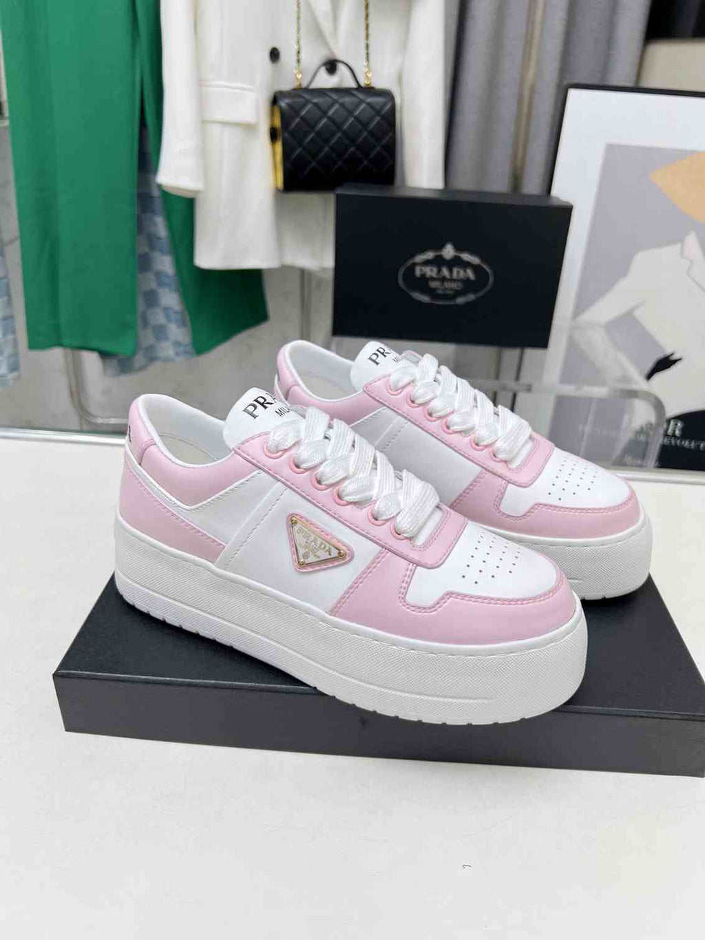 Pink and White Leather Shoes