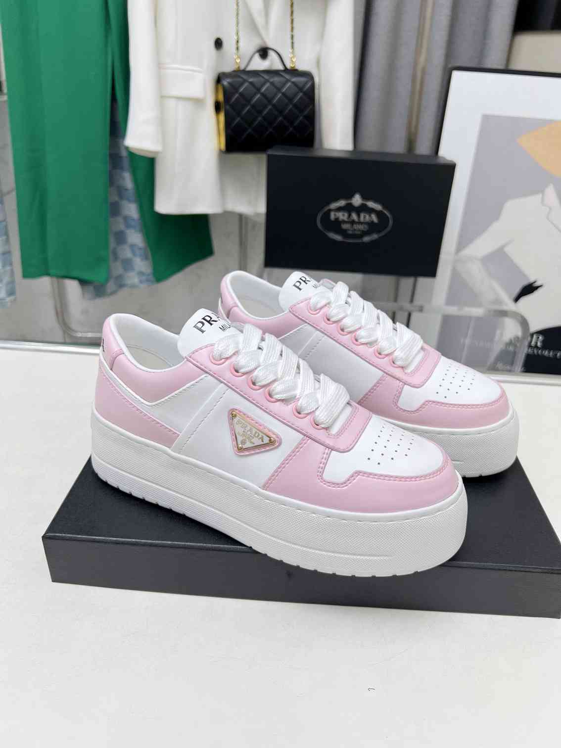Pink and White Leather Shoes