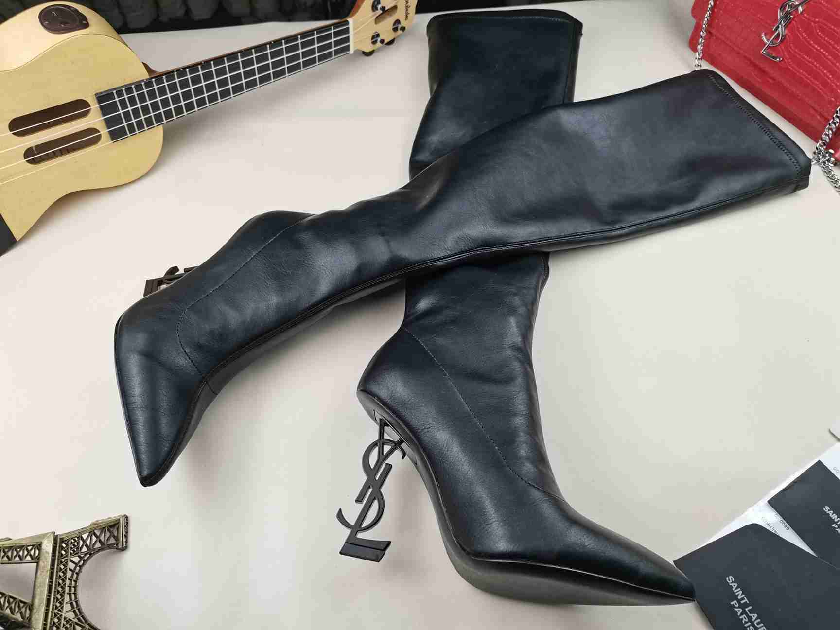 Leather High Heel Boots