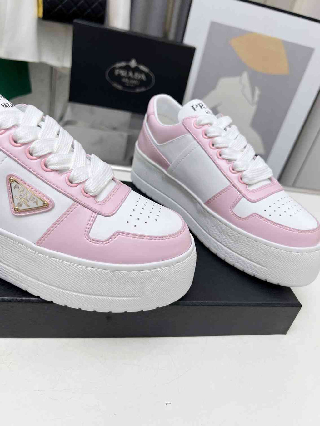 Pink and White Leather Shoes