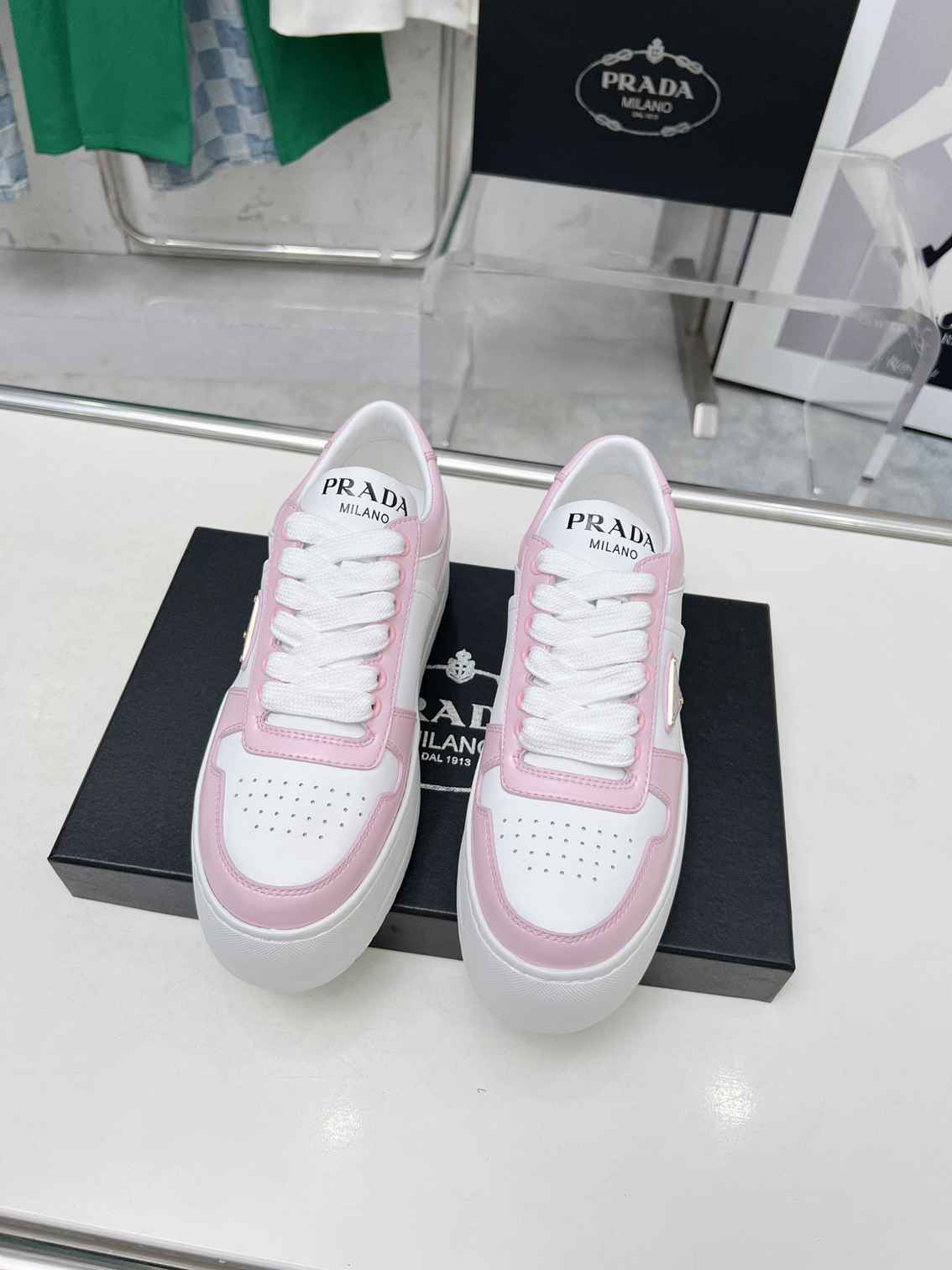 Pink and White Leather Shoes