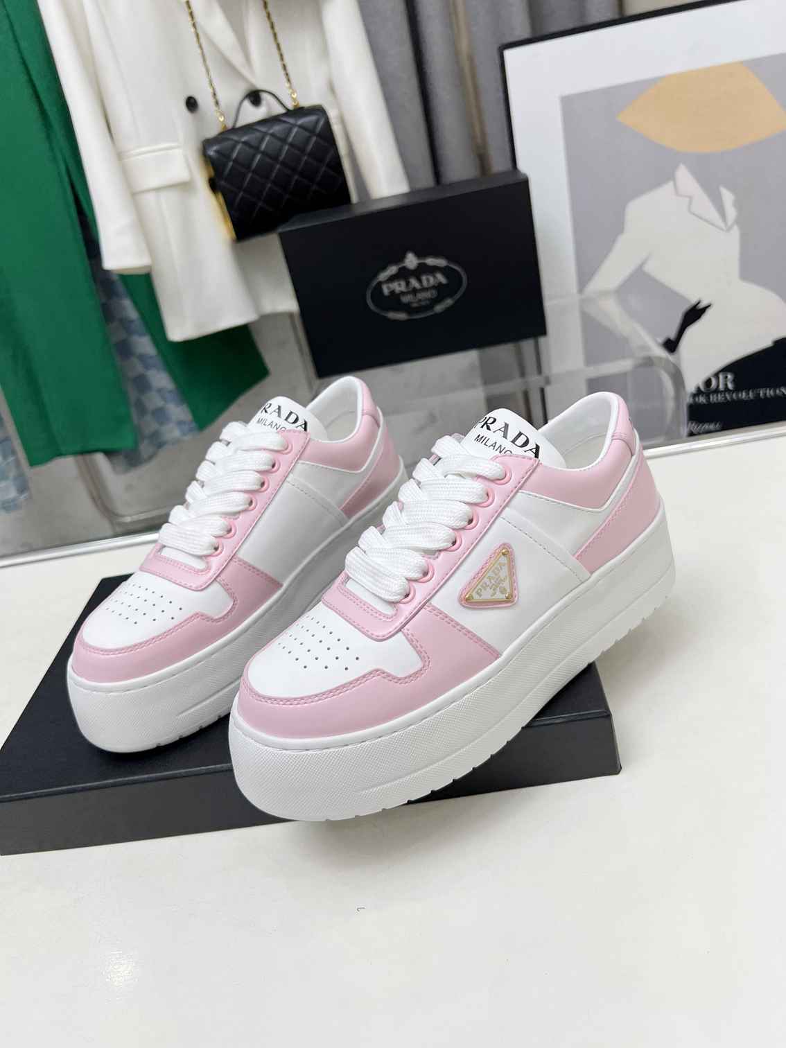 Pink and White Leather Shoes