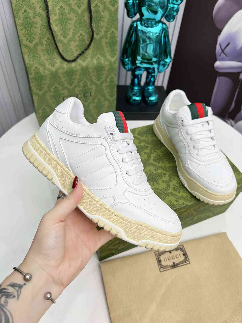 White Printed Shoes