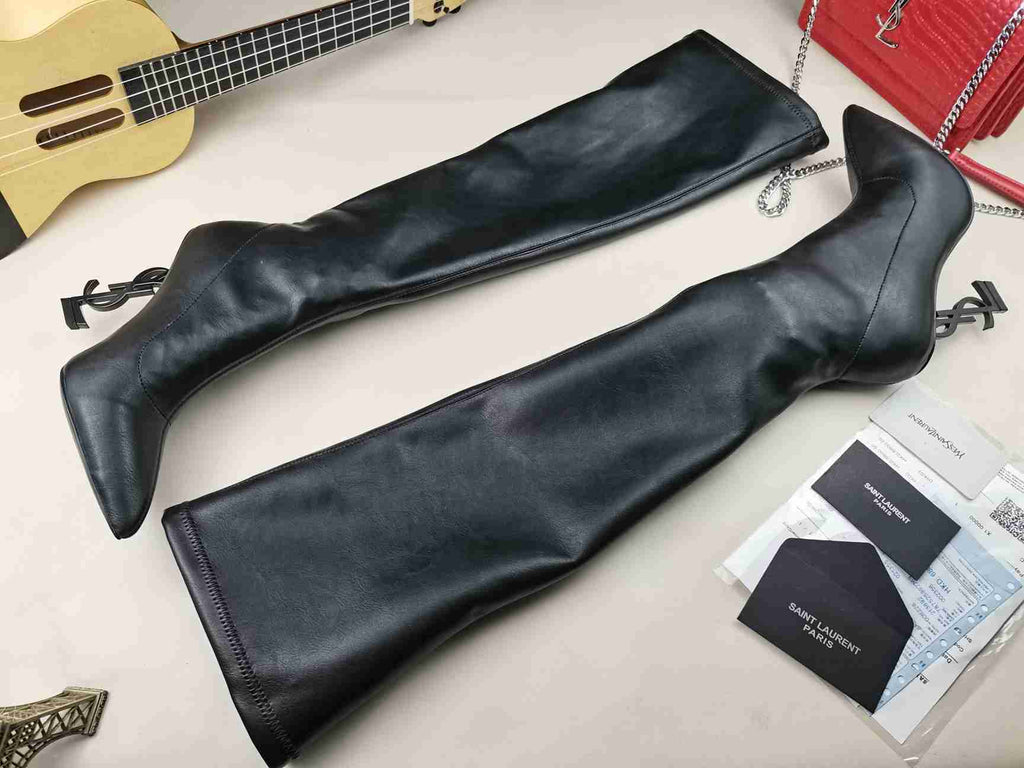 Leather High Heel Boots