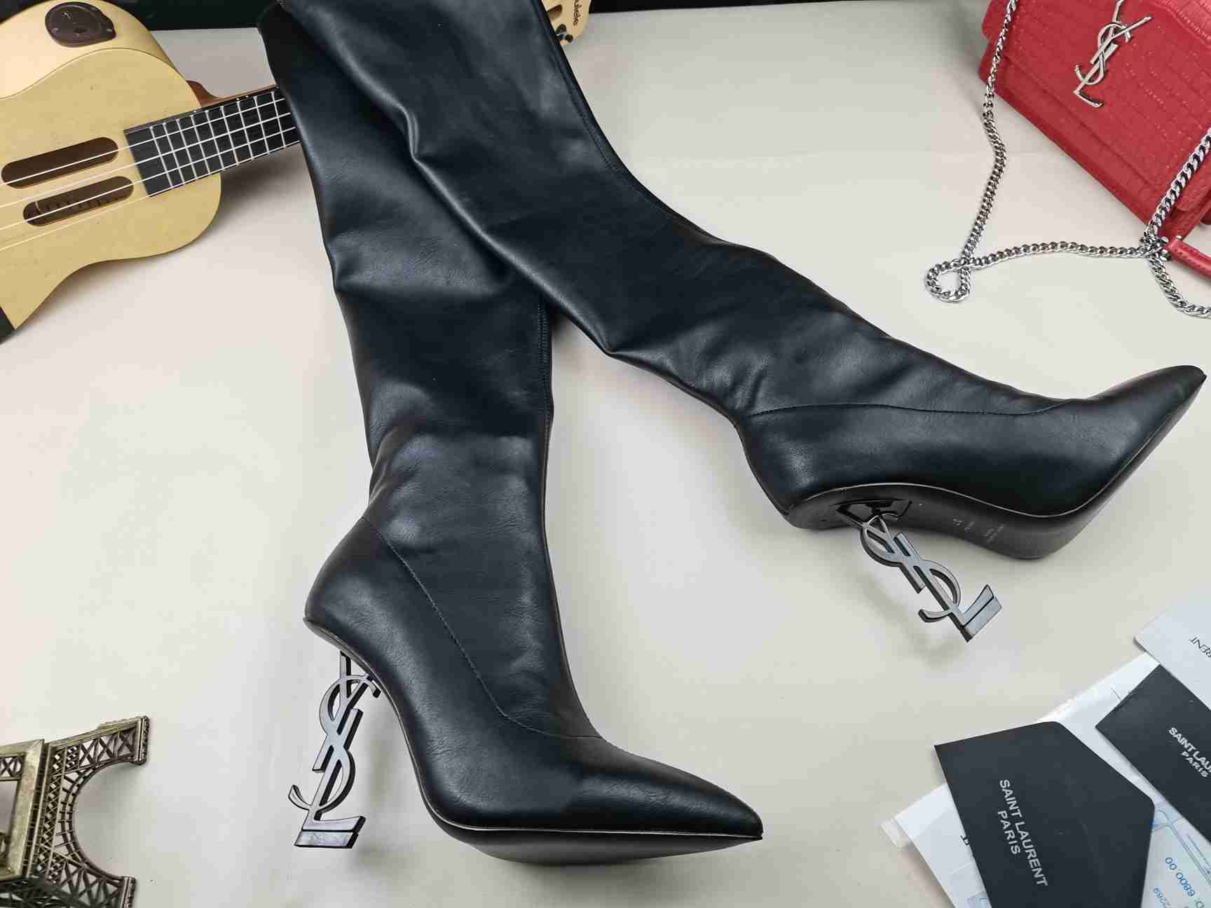 Leather High Heel Boots