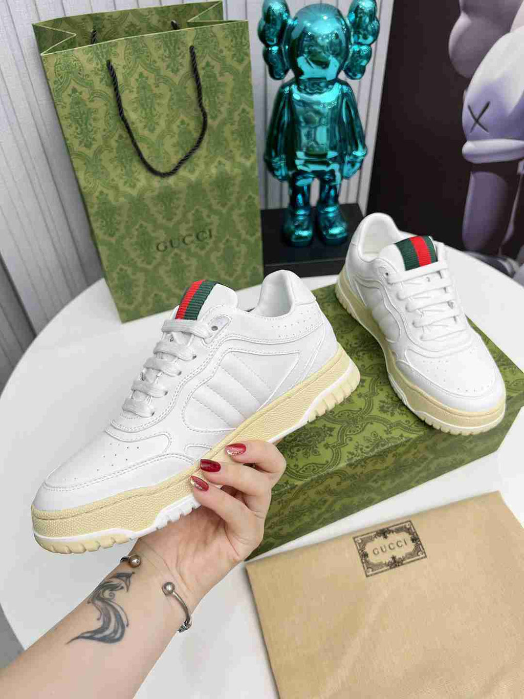 White Printed Shoes