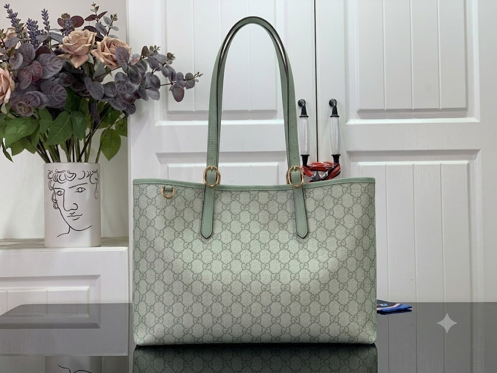 Green Leather Tote Bag