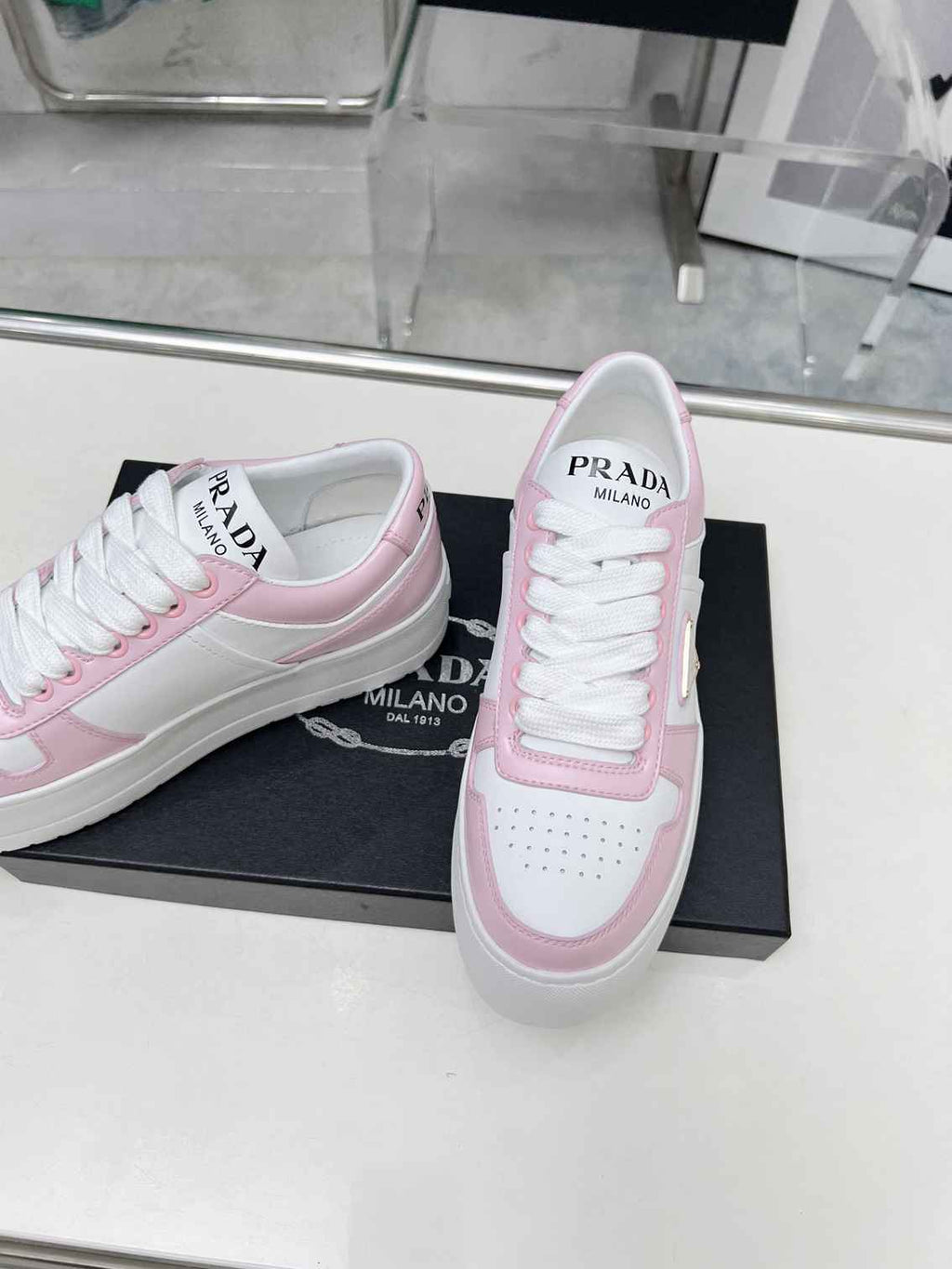 Pink and White Leather Shoes