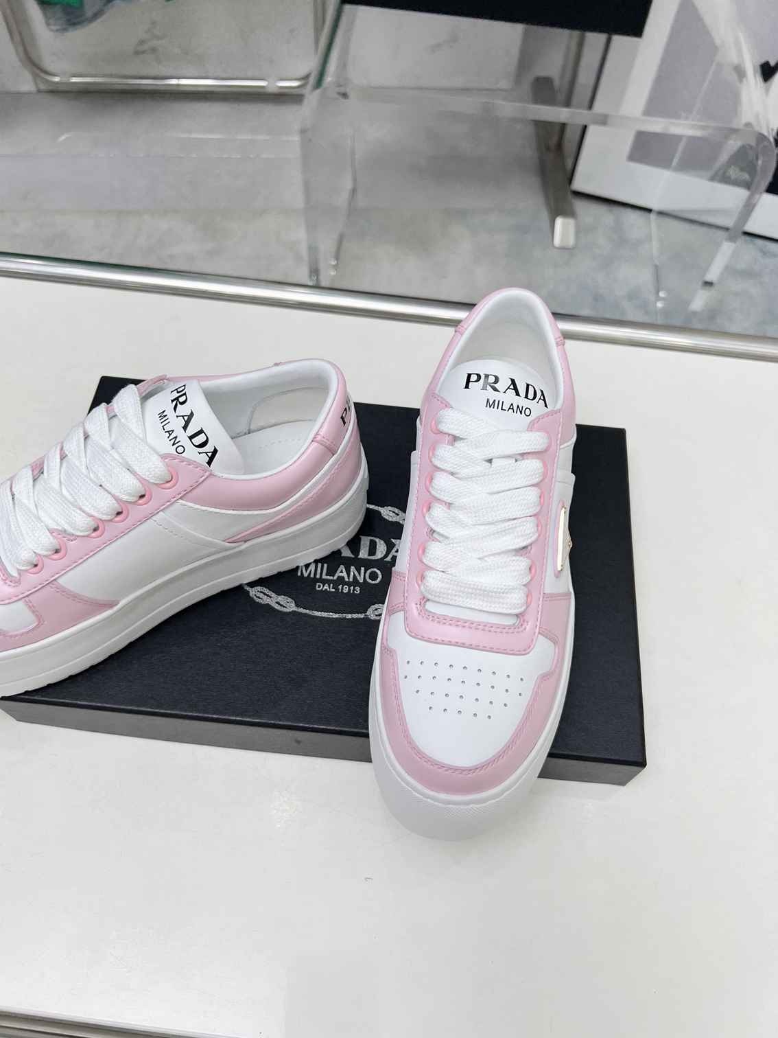 Pink and White Leather Shoes