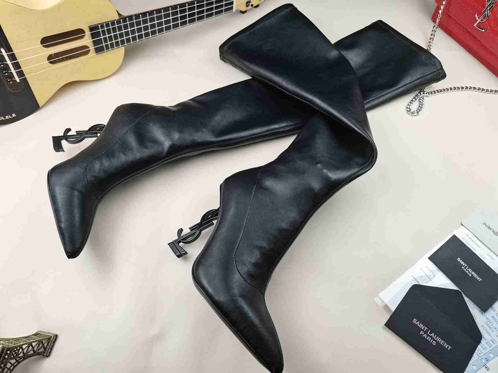 Leather High Heel Boots