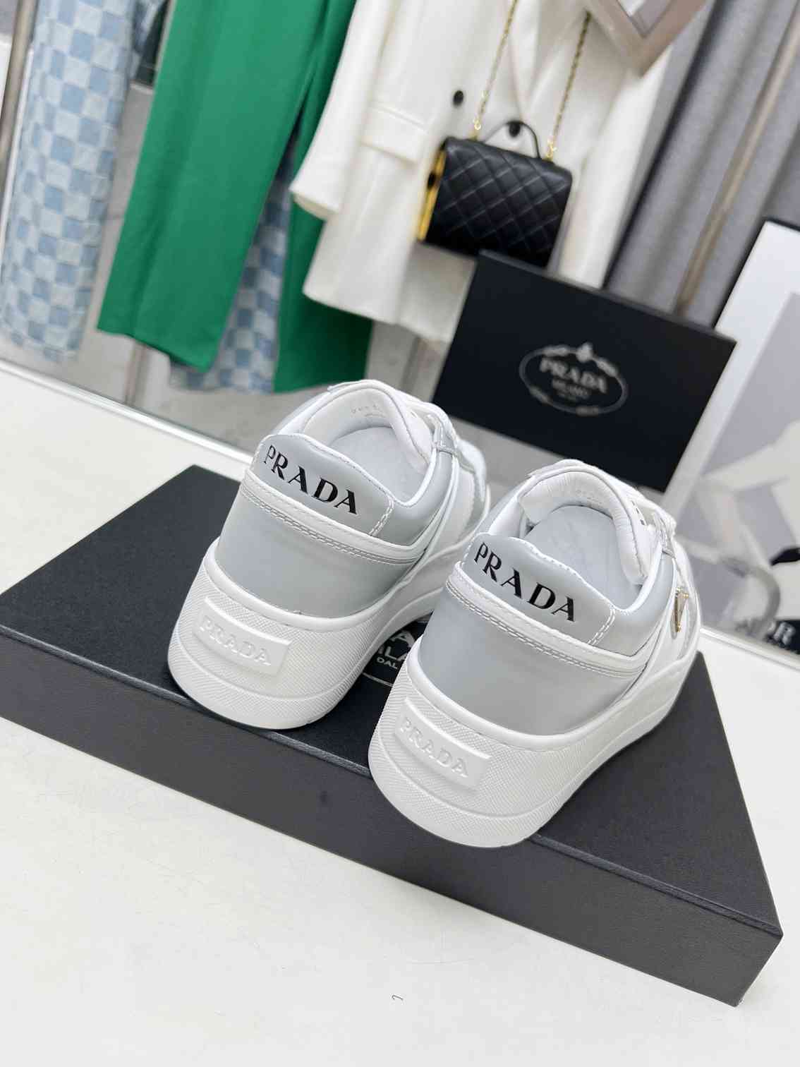 Grey and White Leather Shoes