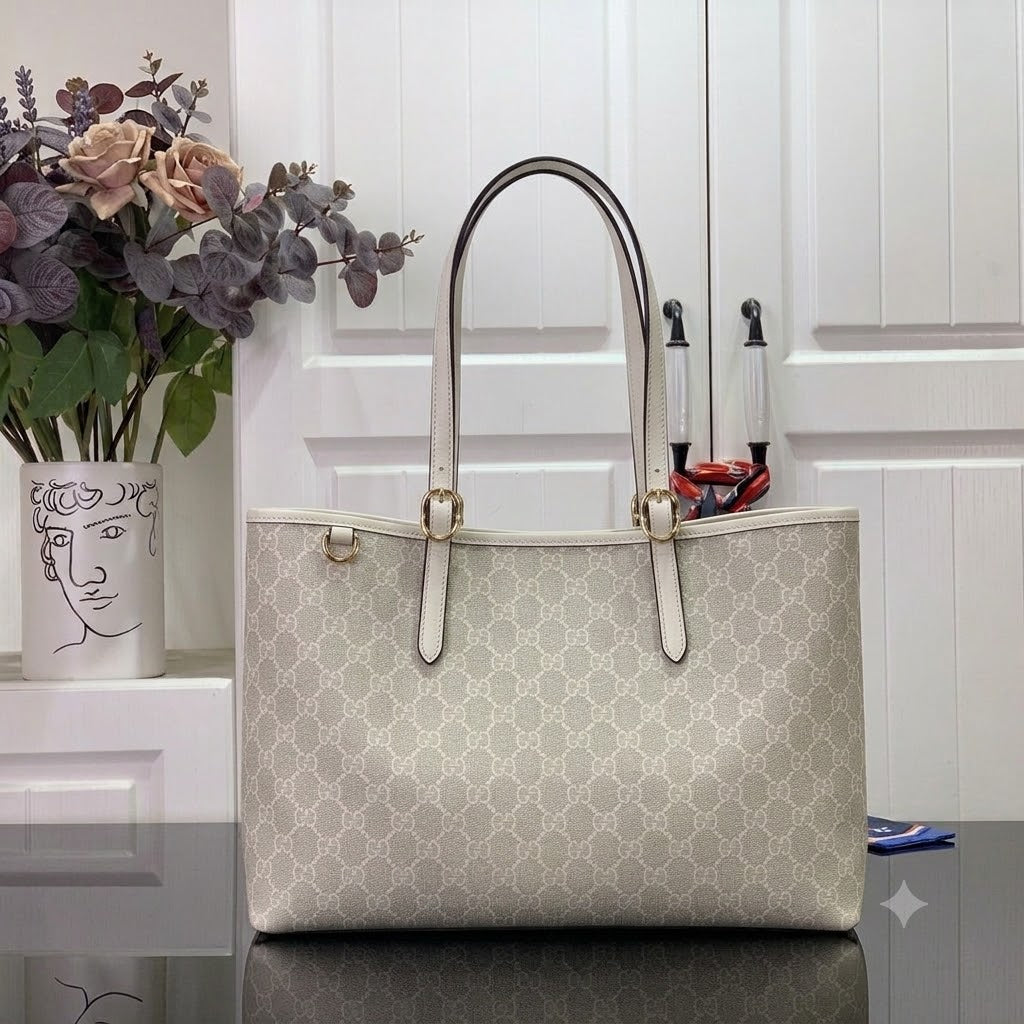White Leather Tote Bag