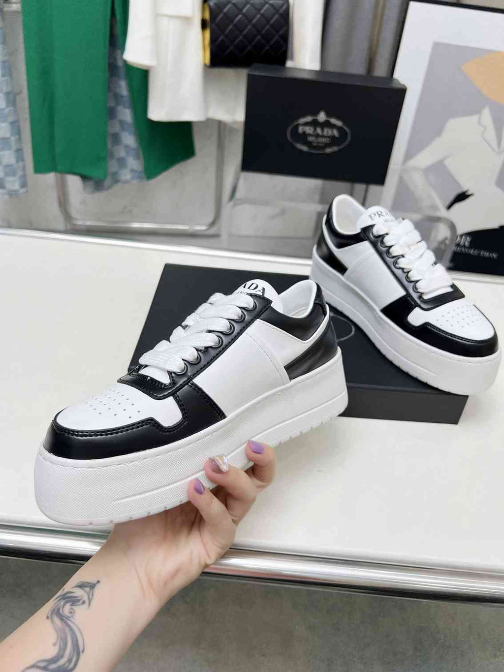 Black and White Leather Shoes
