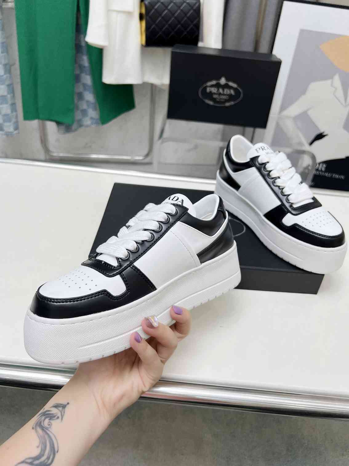 Black and White Leather Shoes