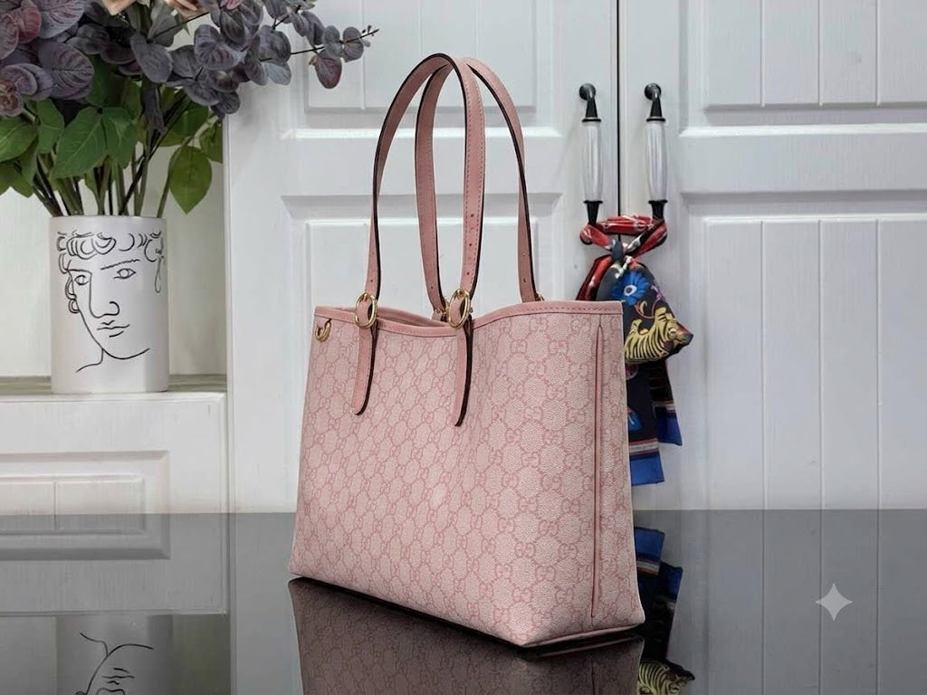 Pink Leather Tote Bag