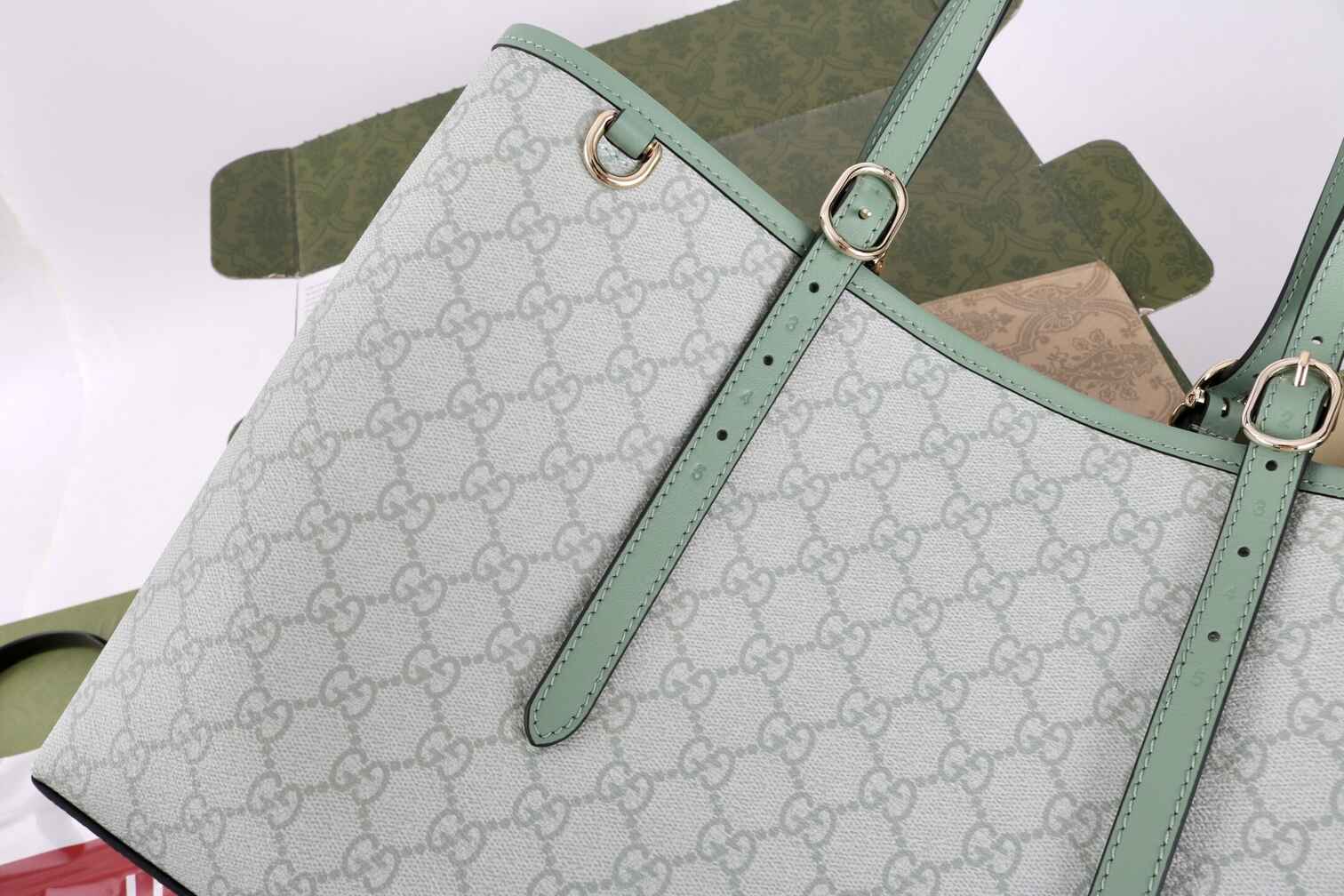 Green Leather Tote Bag